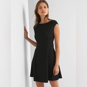 GAP High Neck Ponte Cap Sleeve Classic Black Mini Dress LBD - Size 16
